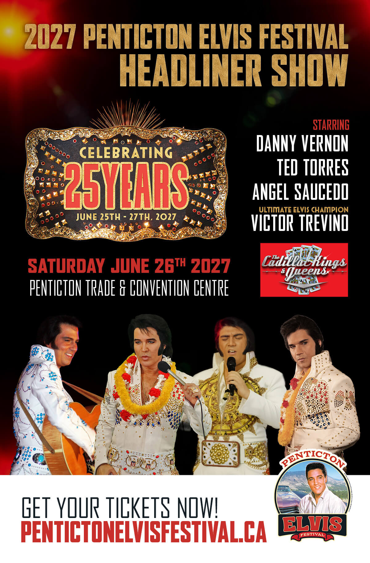 2027 Penticton Elvis Festival headliners: Danny Vernon, Ted Torres, Angel Saucedo, Victor Trevino